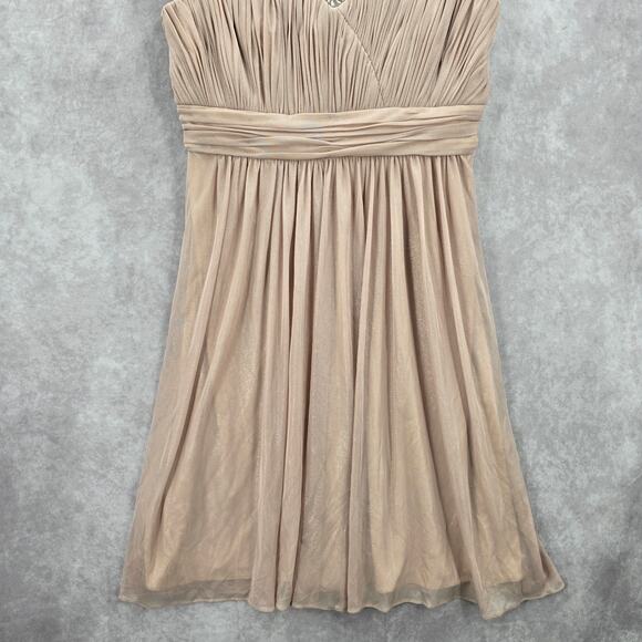 Calvin Klein Gold Flare Rhinestone Sleeveless Knee Length Mesh Dress 8 Medium - Picture 4 of 7